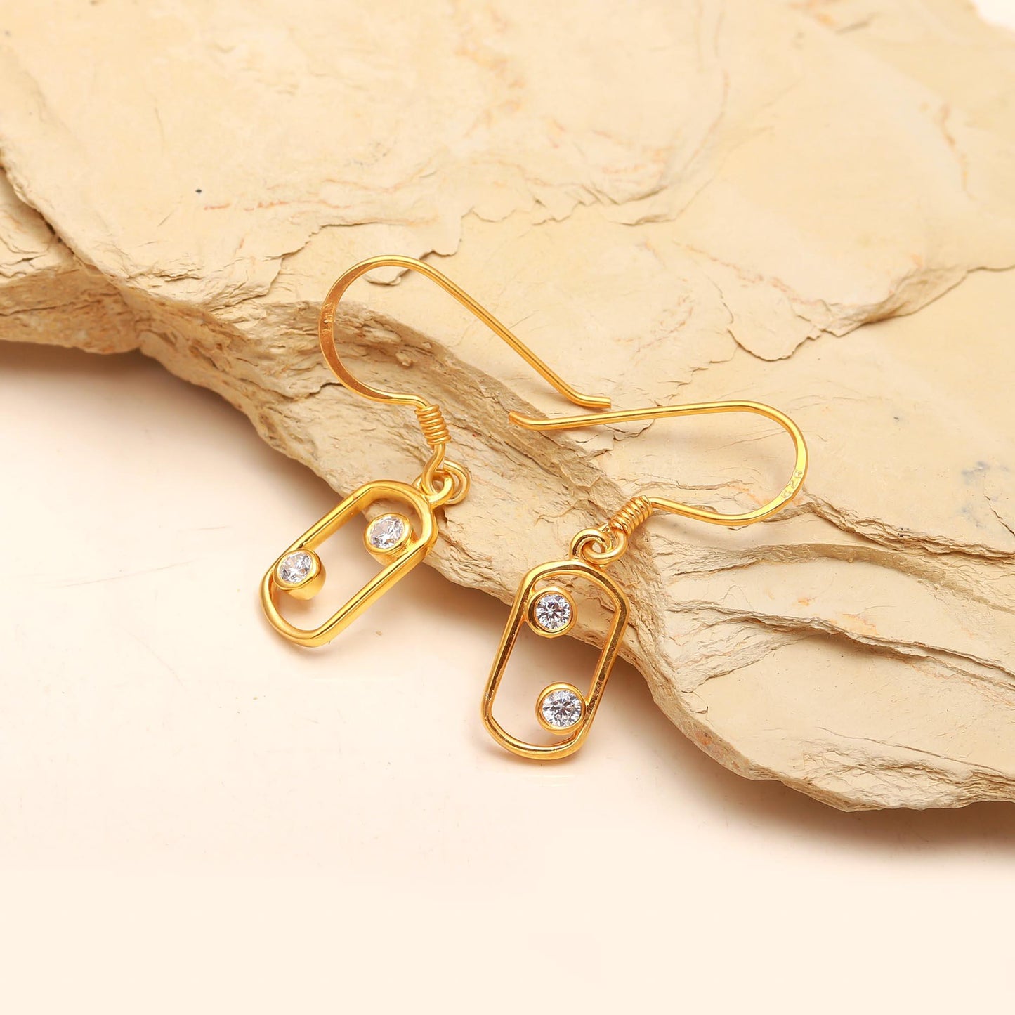 Gold Plated Cancer Zodiac Drop Earrings
