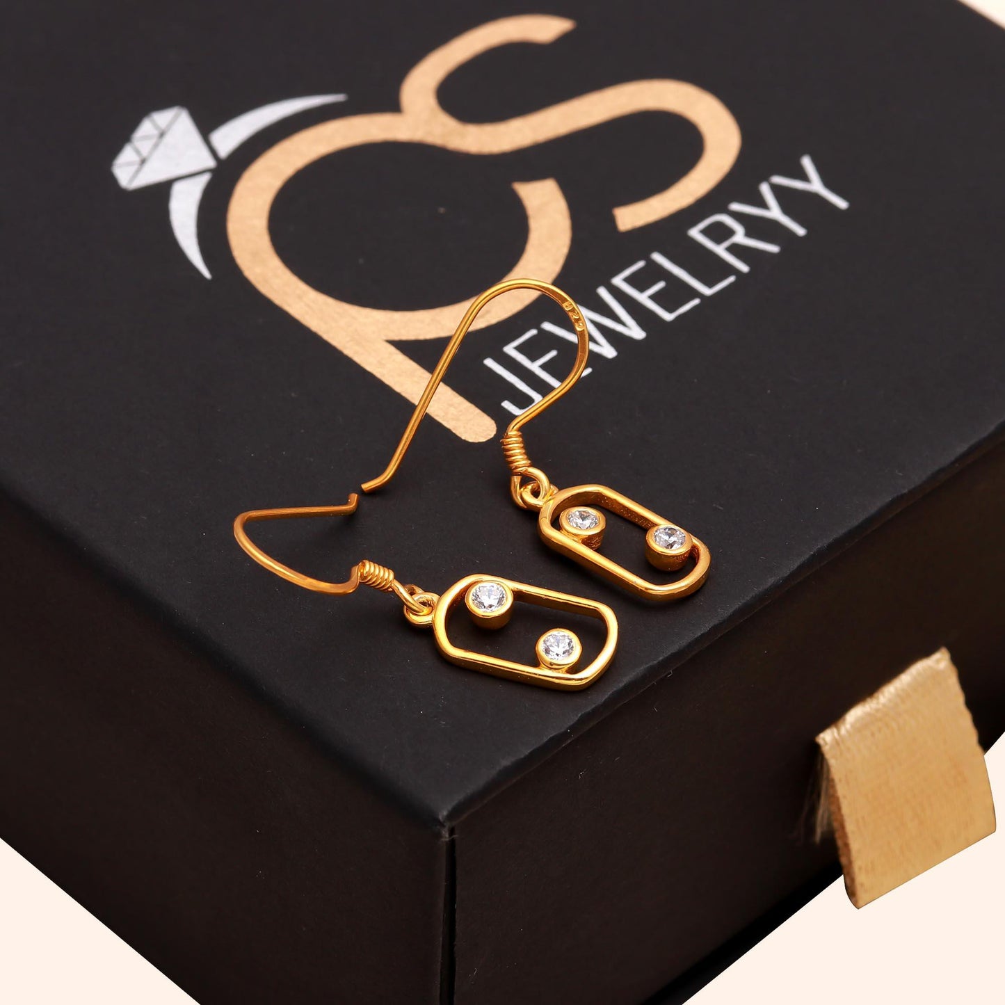 Gold Plated Cancer Zodiac Drop Earrings