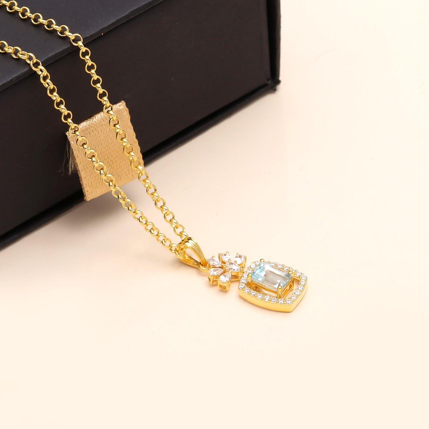 Floral Blue Topaz Pendant