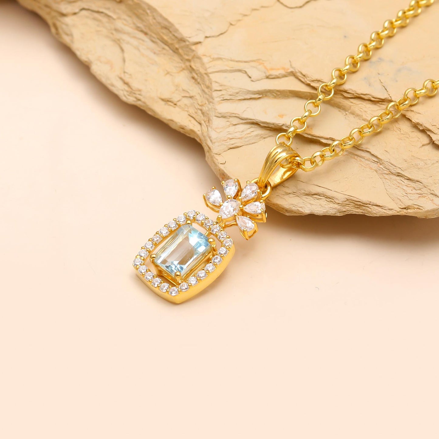 Floral Blue Topaz Pendant