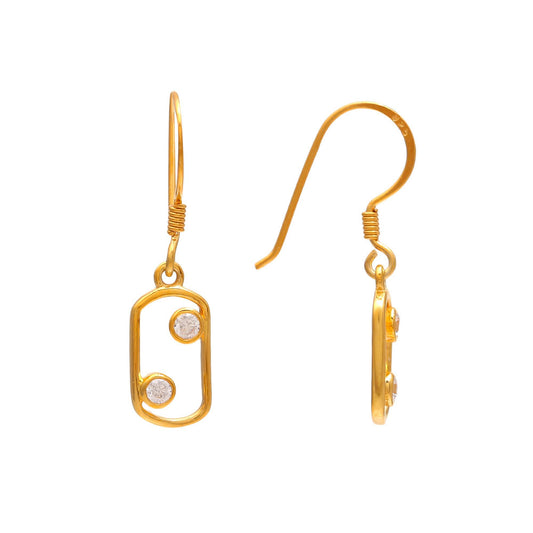 Gold Plated Cancer Zodiac Drop Earrings
